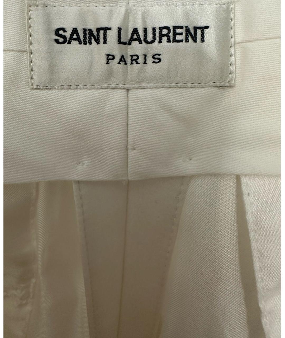 SAINT LAURENT Белые атласные брюки узкие, фото 5