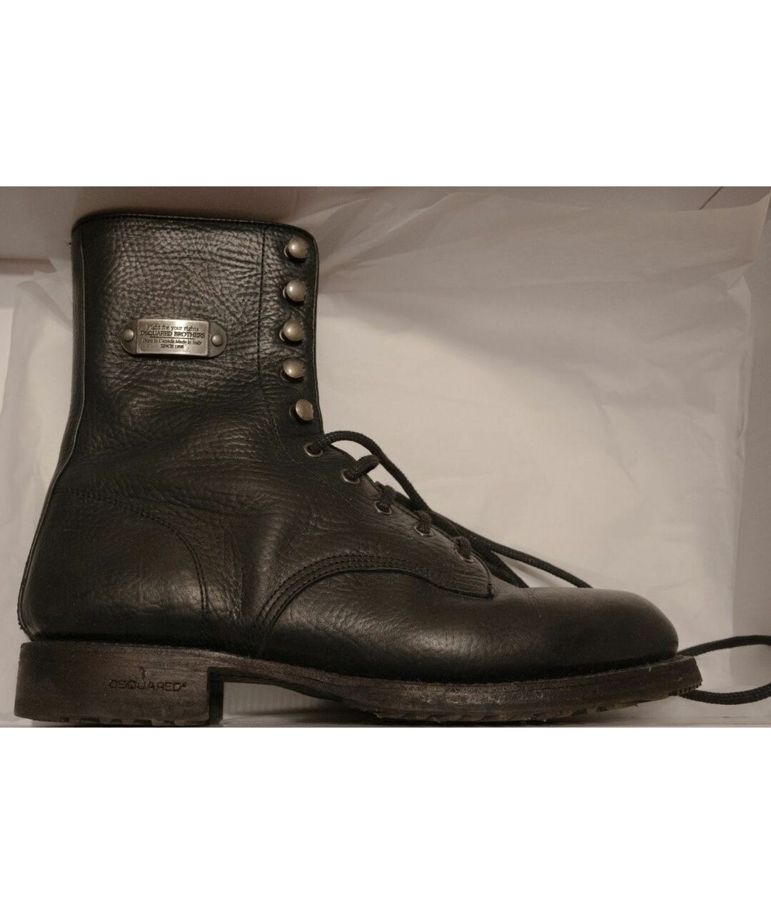 DSQUARED2 Черные кожаные высокие ботинки, фото 9