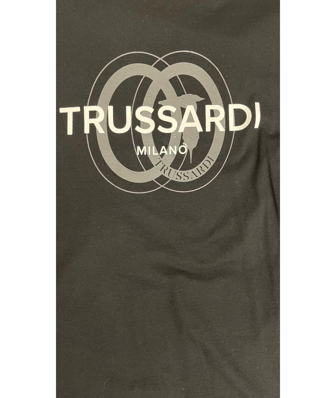 TRUSSARDI Черная хлопковая футболка, фото 4