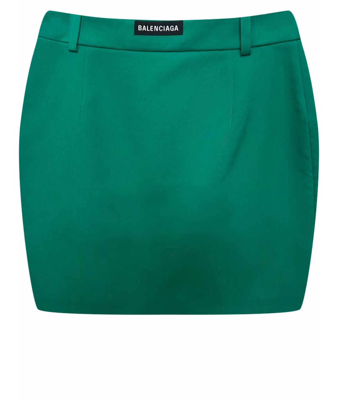 BALENCIAGA Зеленая хлопко-эластановая юбка мини, фото 1