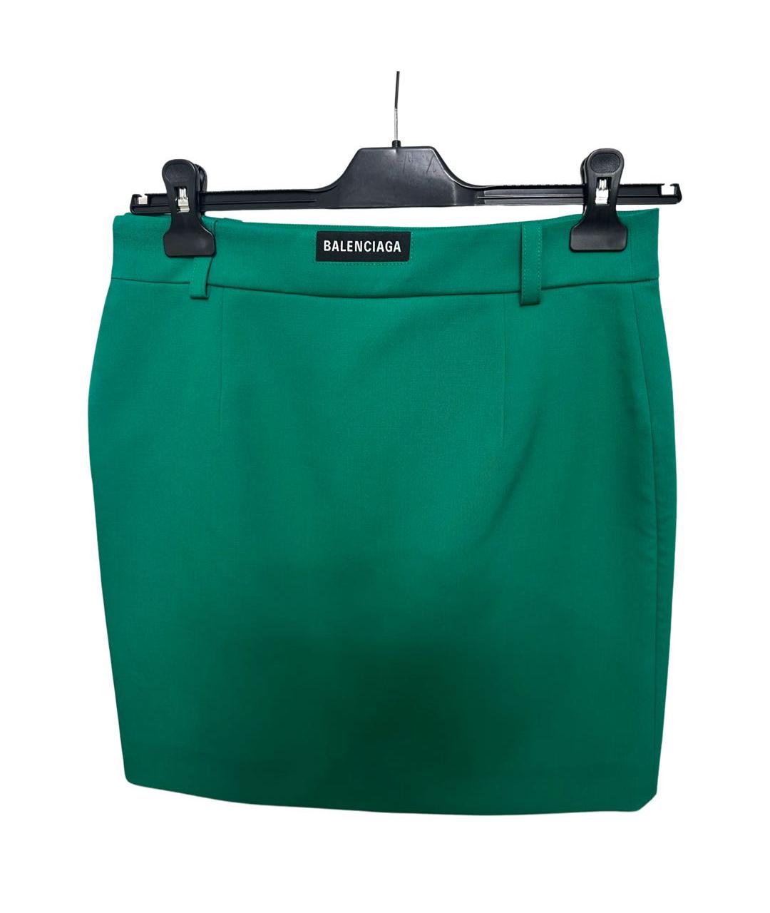 BALENCIAGA Зеленая хлопко-эластановая юбка мини, фото 5