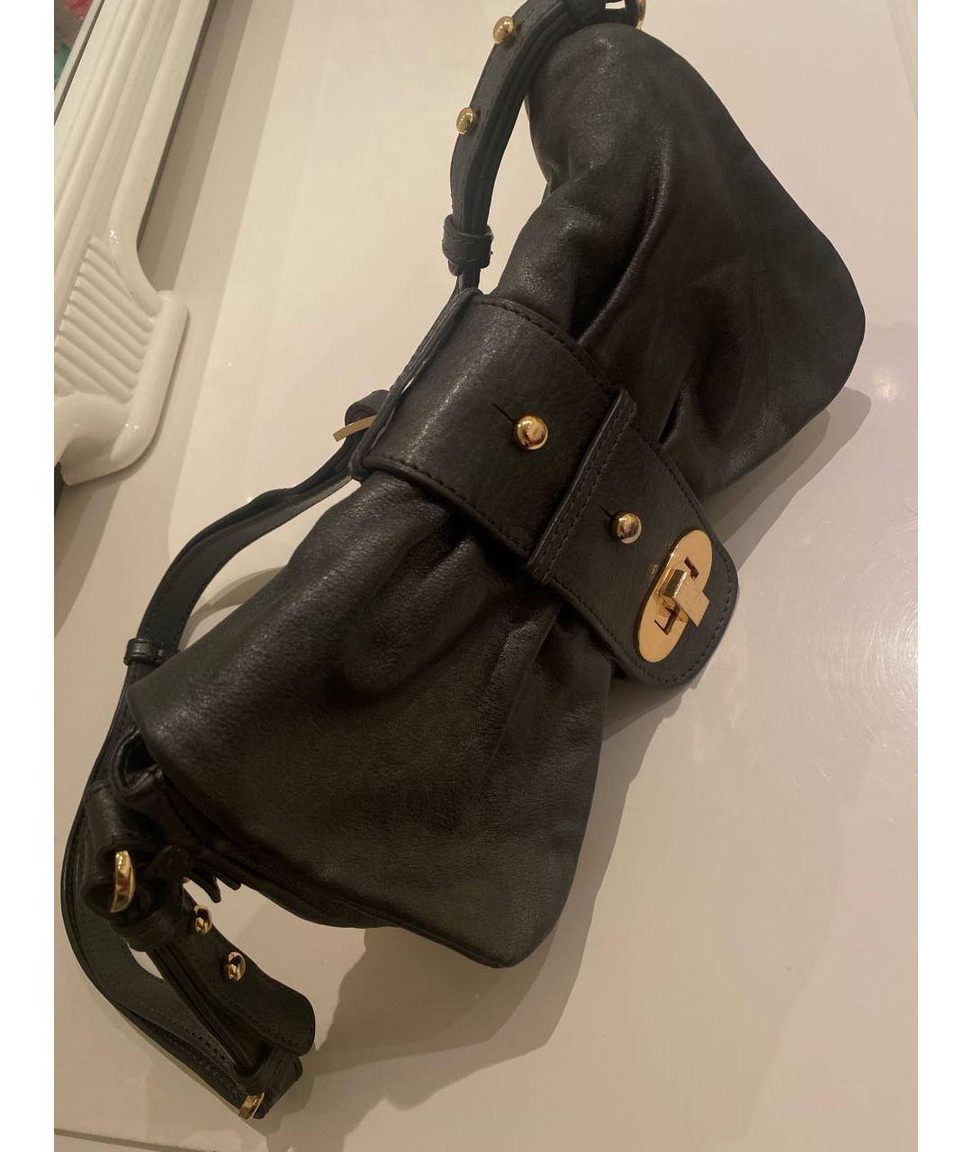 BADGLEY MISCHKA Черная кожаная сумка с короткими ручками, фото 2