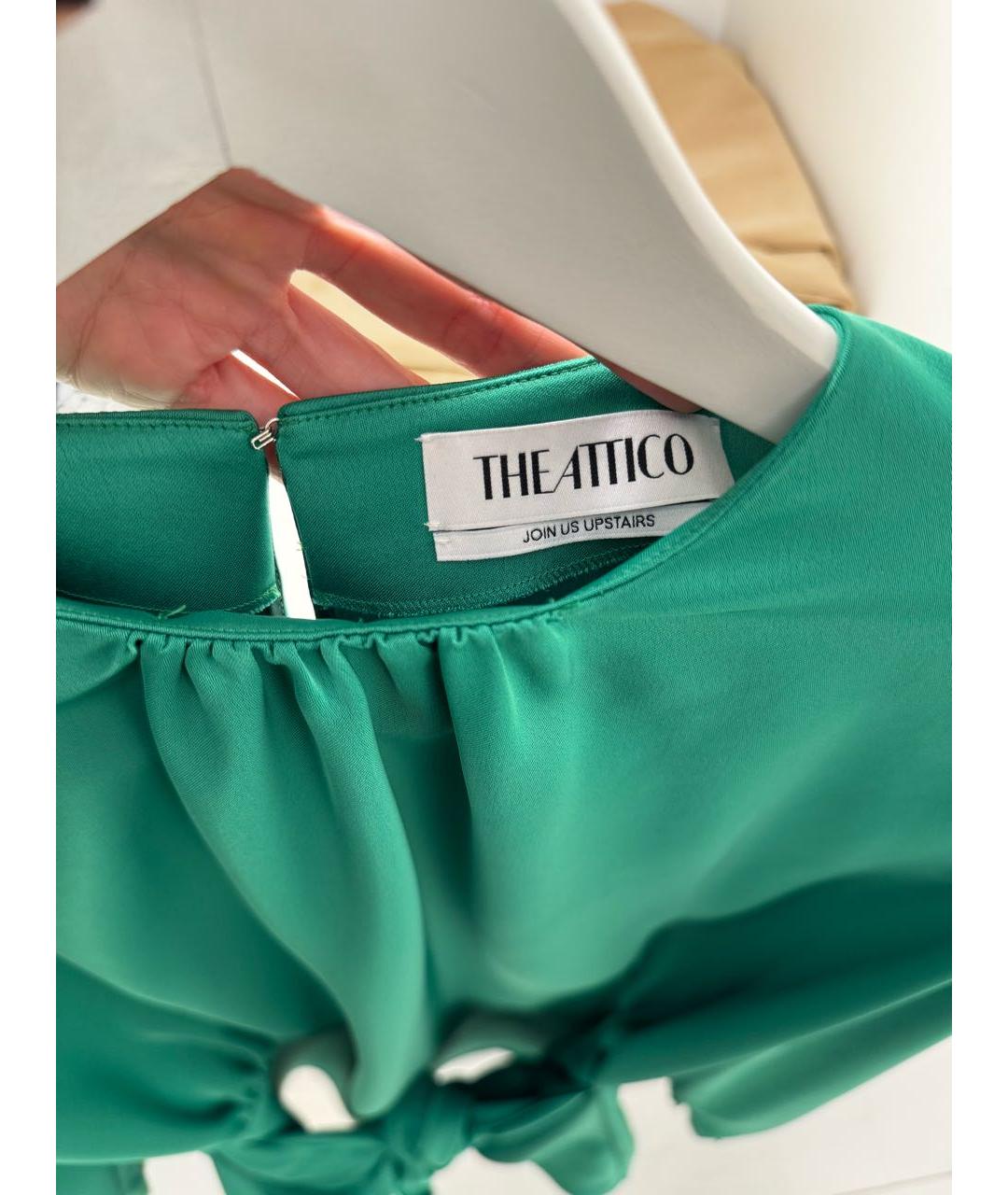 THE ATTICO Зеленые шелковое коктейльное платье, фото 3
