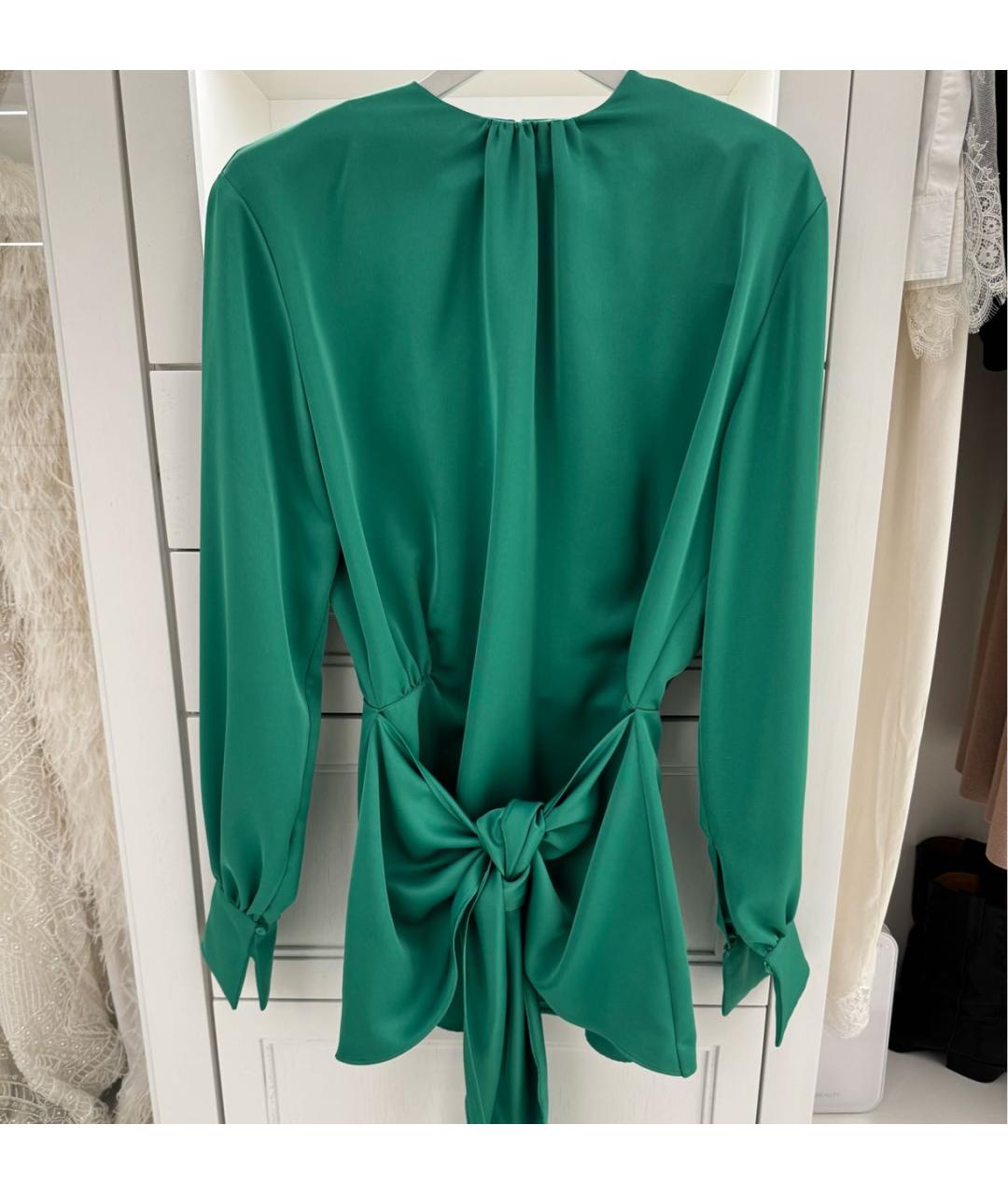 THE ATTICO Зеленые шелковое коктейльное платье, фото 5
