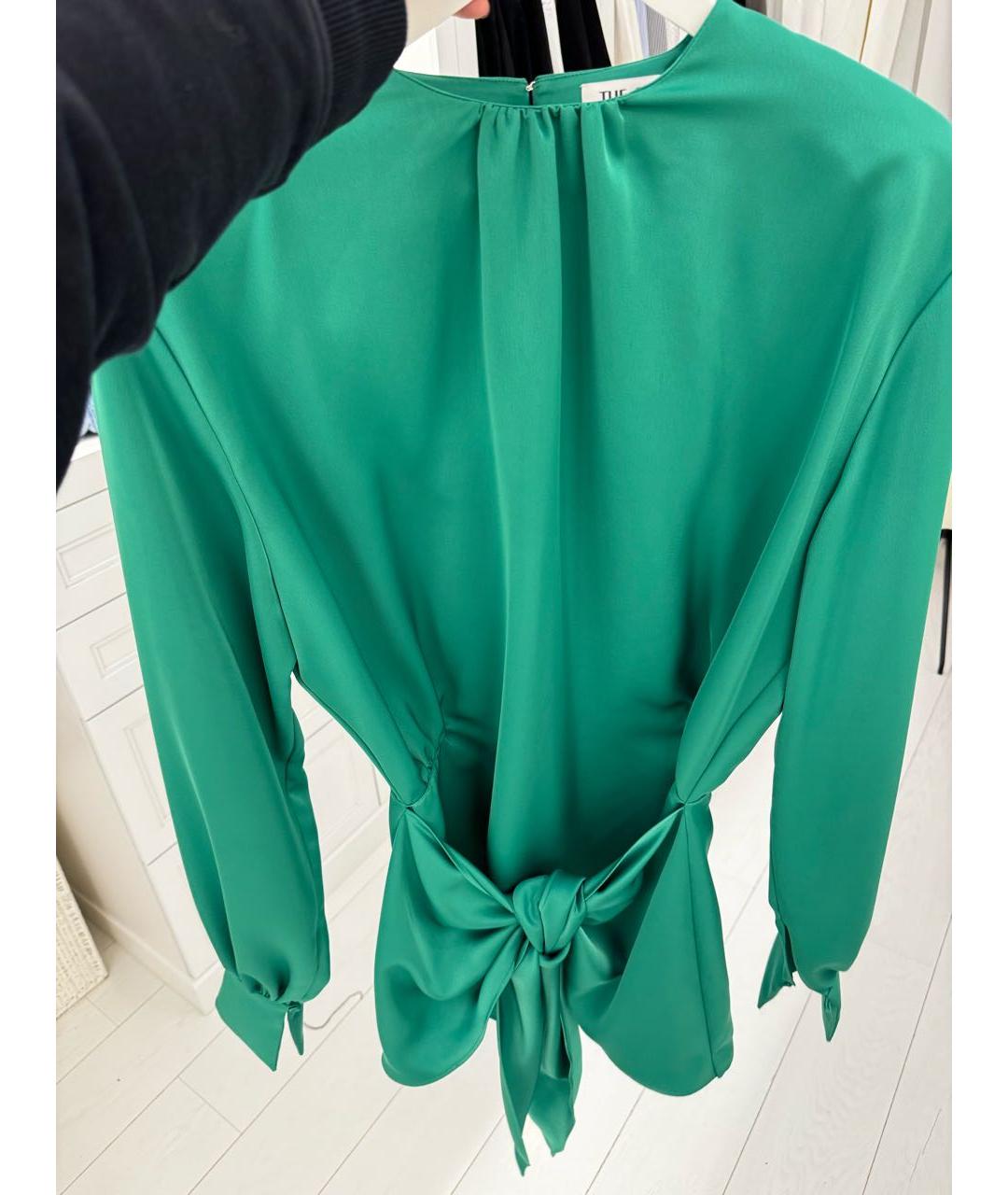THE ATTICO Зеленые шелковое коктейльное платье, фото 8