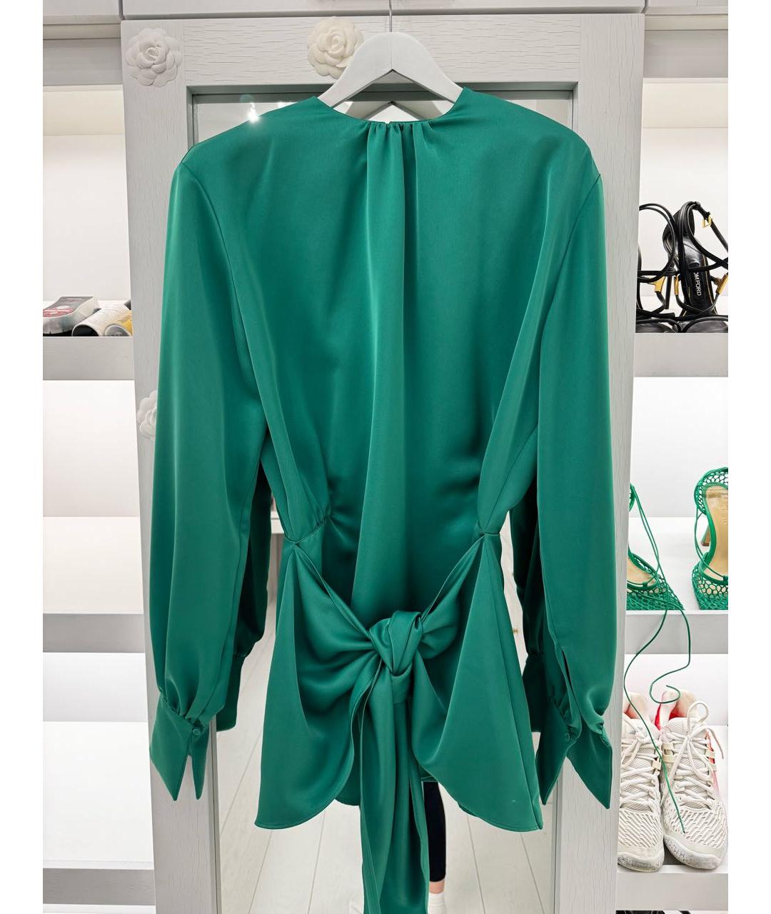 THE ATTICO Зеленые шелковое коктейльное платье, фото 9