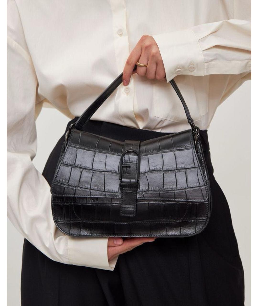 FURLA Черная кожаная сумка через плечо, фото 3