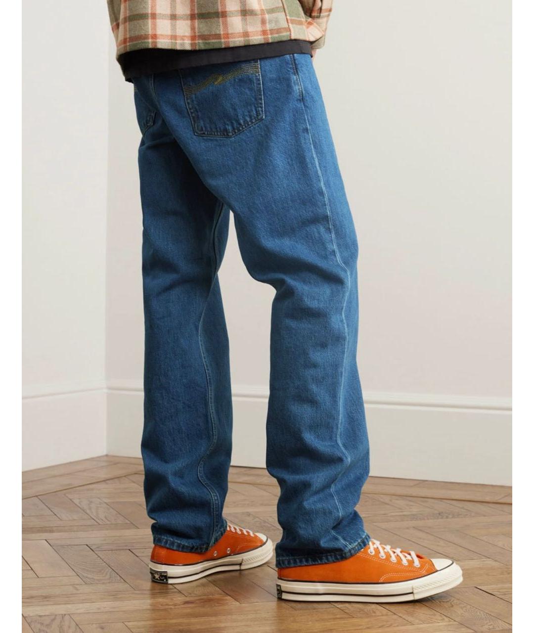 NUDIE JEANS CO Темно-синие хлопковые прямые джинсы, фото 4