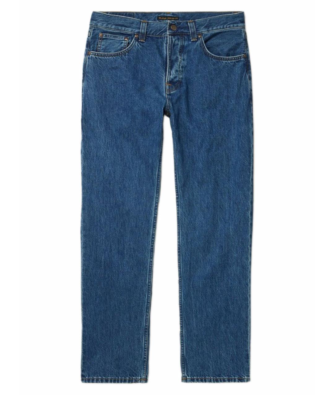 NUDIE JEANS CO Темно-синие хлопковые прямые джинсы, фото 1