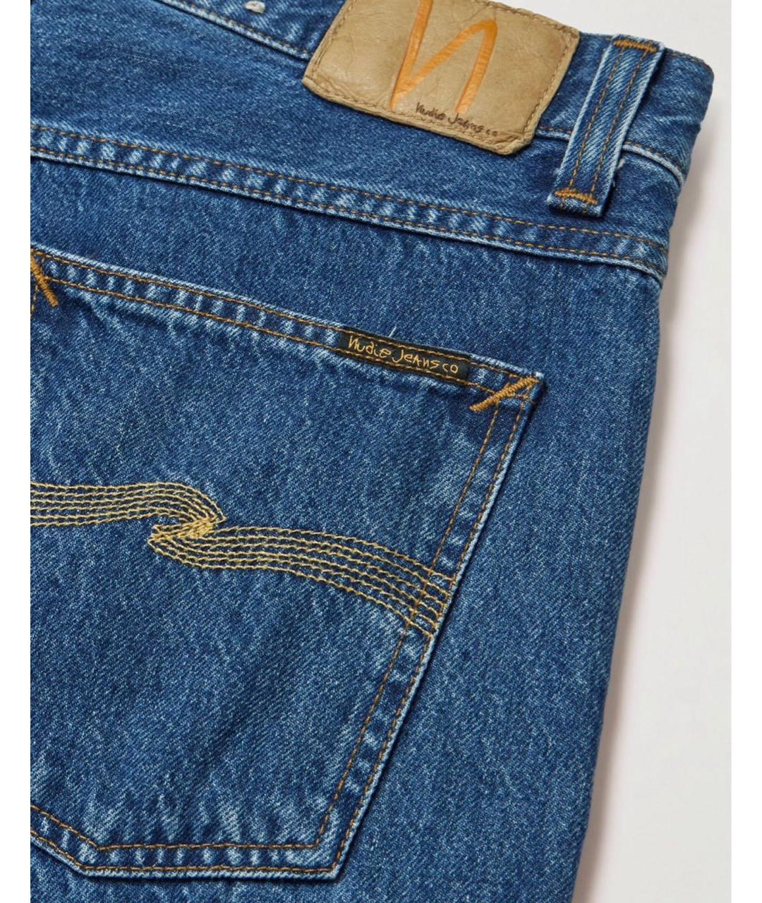 NUDIE JEANS CO Темно-синие хлопковые прямые джинсы, фото 2