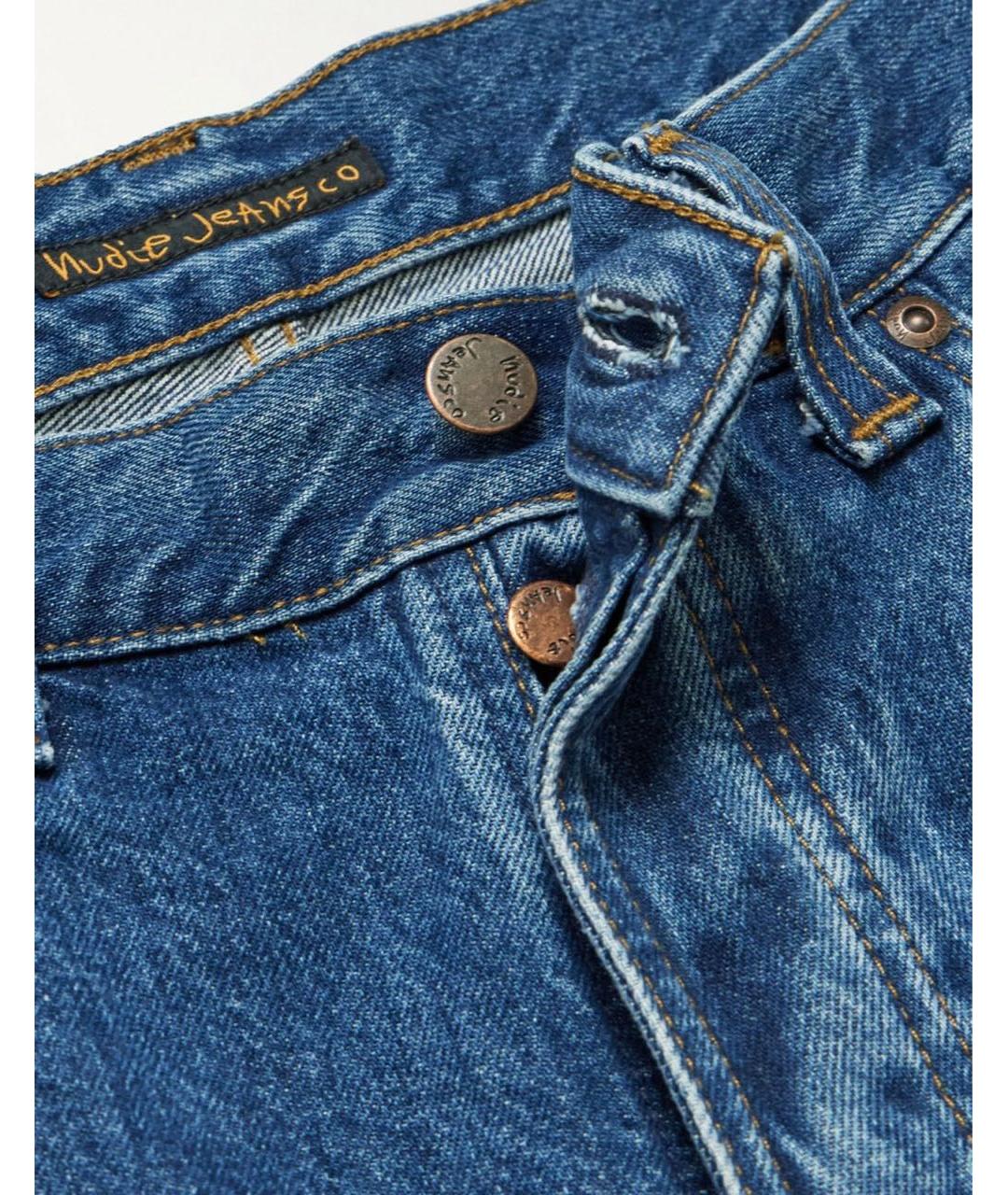 NUDIE JEANS CO Темно-синие хлопковые прямые джинсы, фото 3
