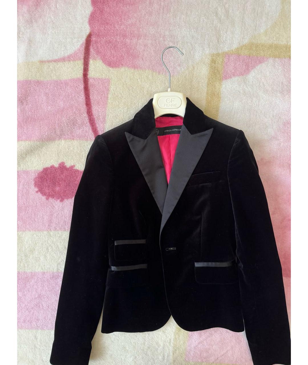 DSQUARED2 Черный бархатный жакет/пиджак, фото 5