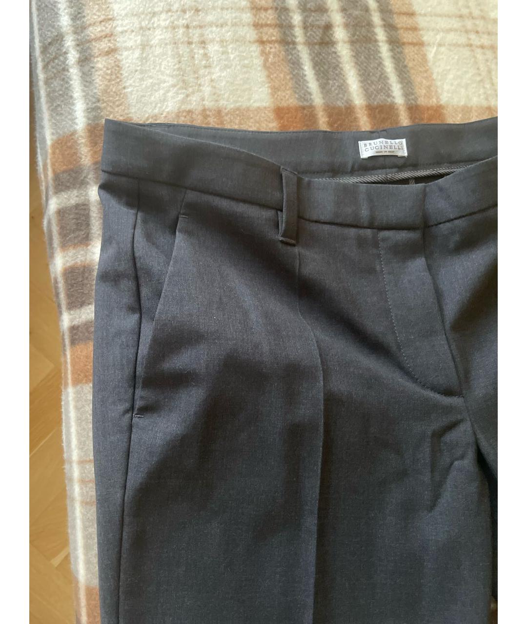 BRUNELLO CUCINELLI Антрацитовые прямые брюки, фото 4