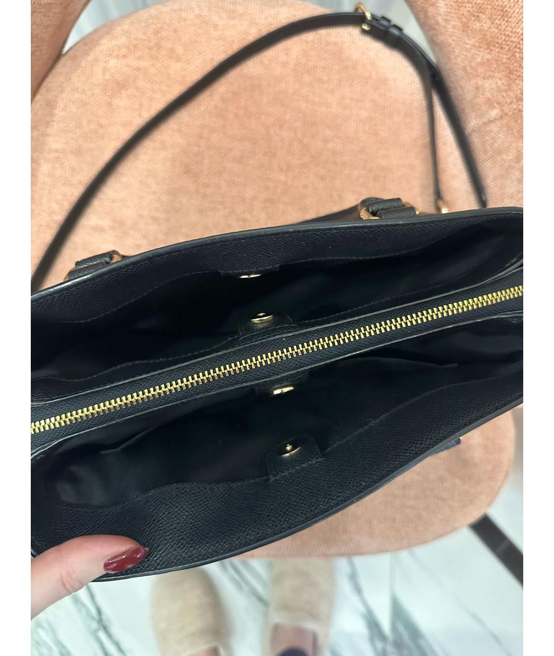 COACH Черная кожаная сумка через плечо, фото 4