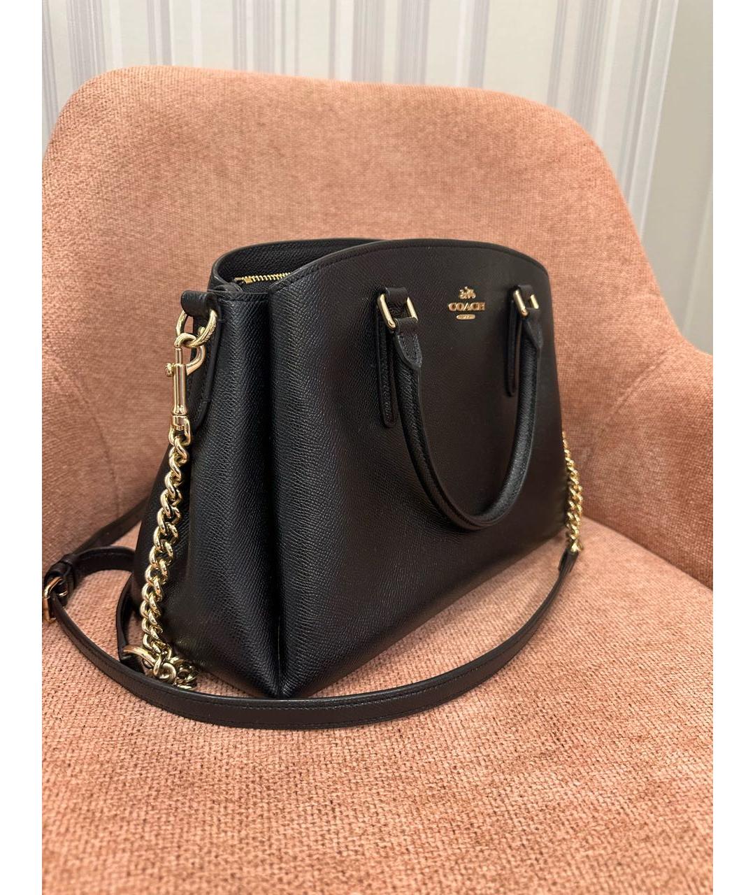 COACH Черная кожаная сумка через плечо, фото 2