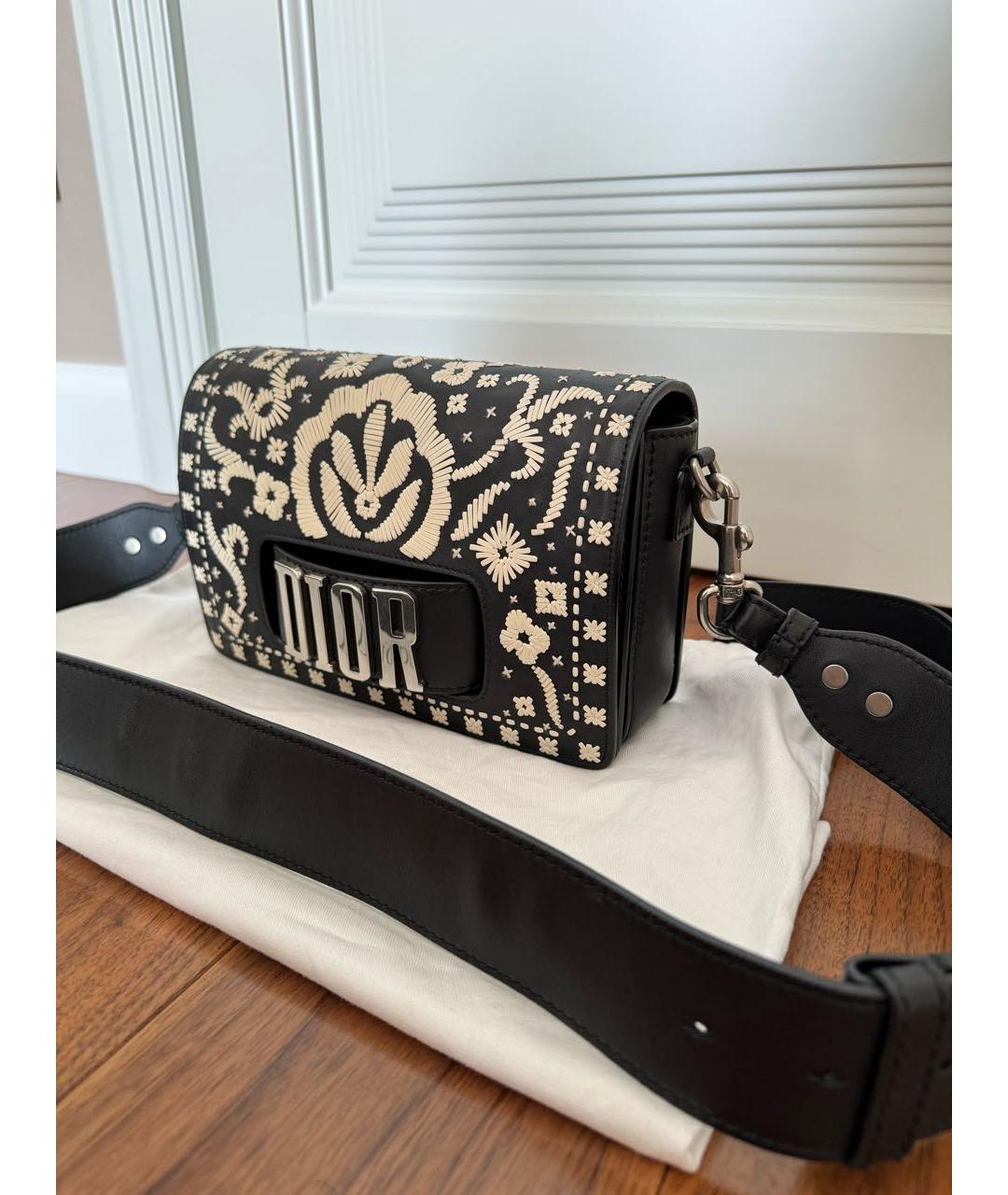 CHRISTIAN DIOR Черная кожаная сумка через плечо, фото 3