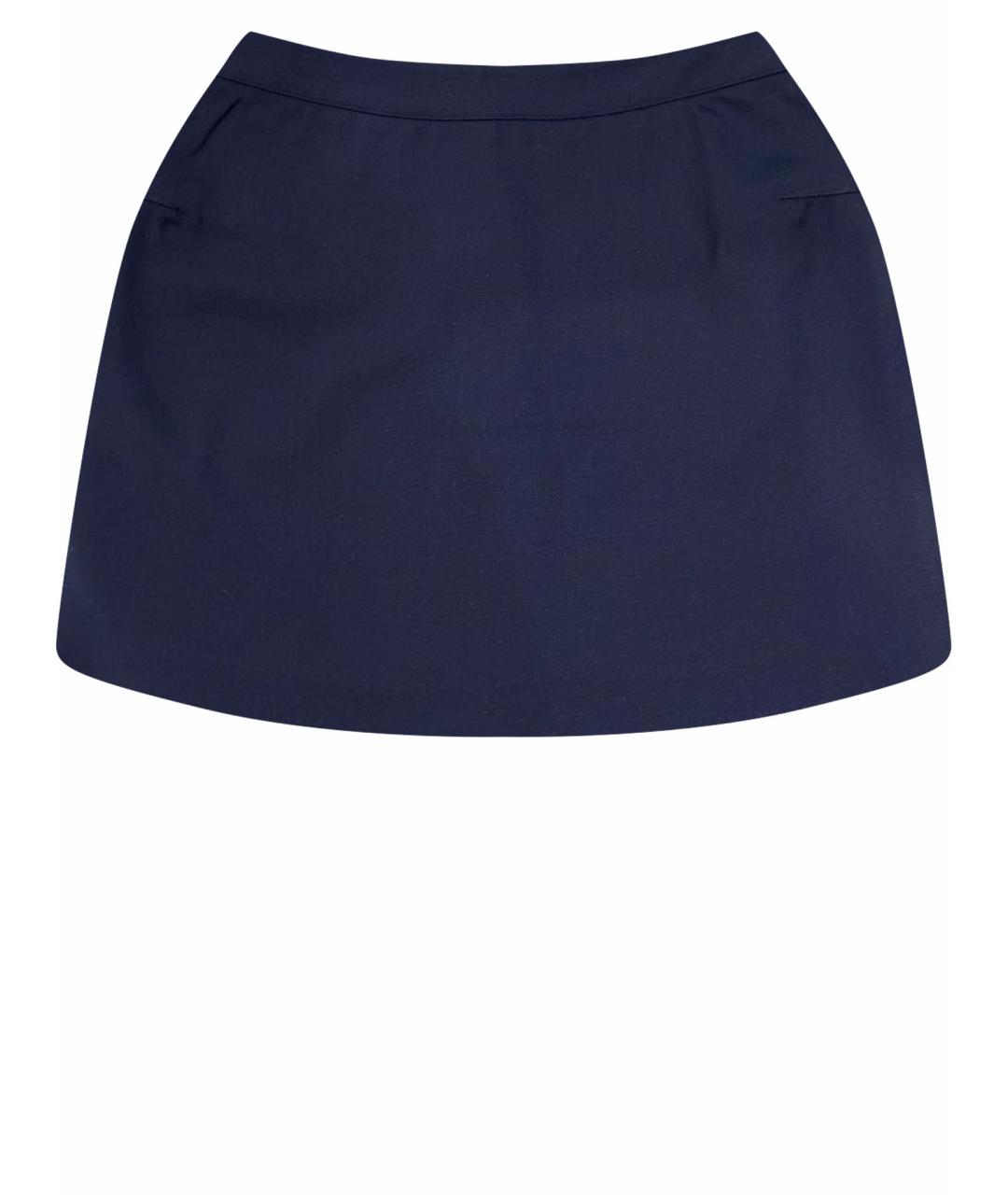 ALAIA Темно-синяя шерстяная юбка мини, фото 1