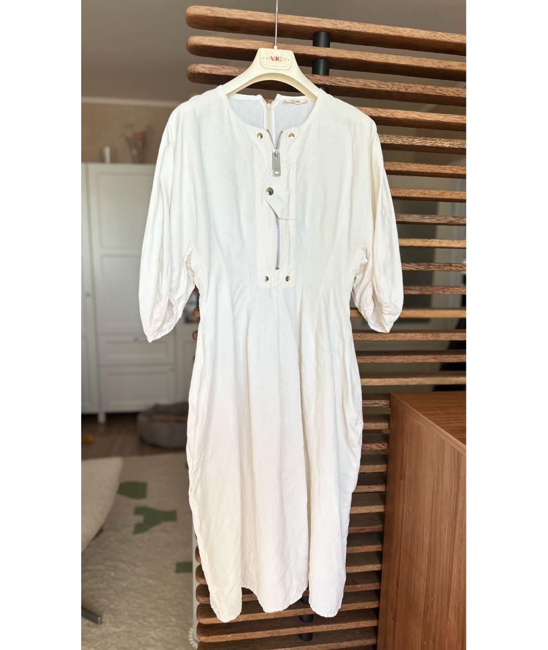 CELINE PRE-OWNED Белое льняное повседневное платье, фото 6
