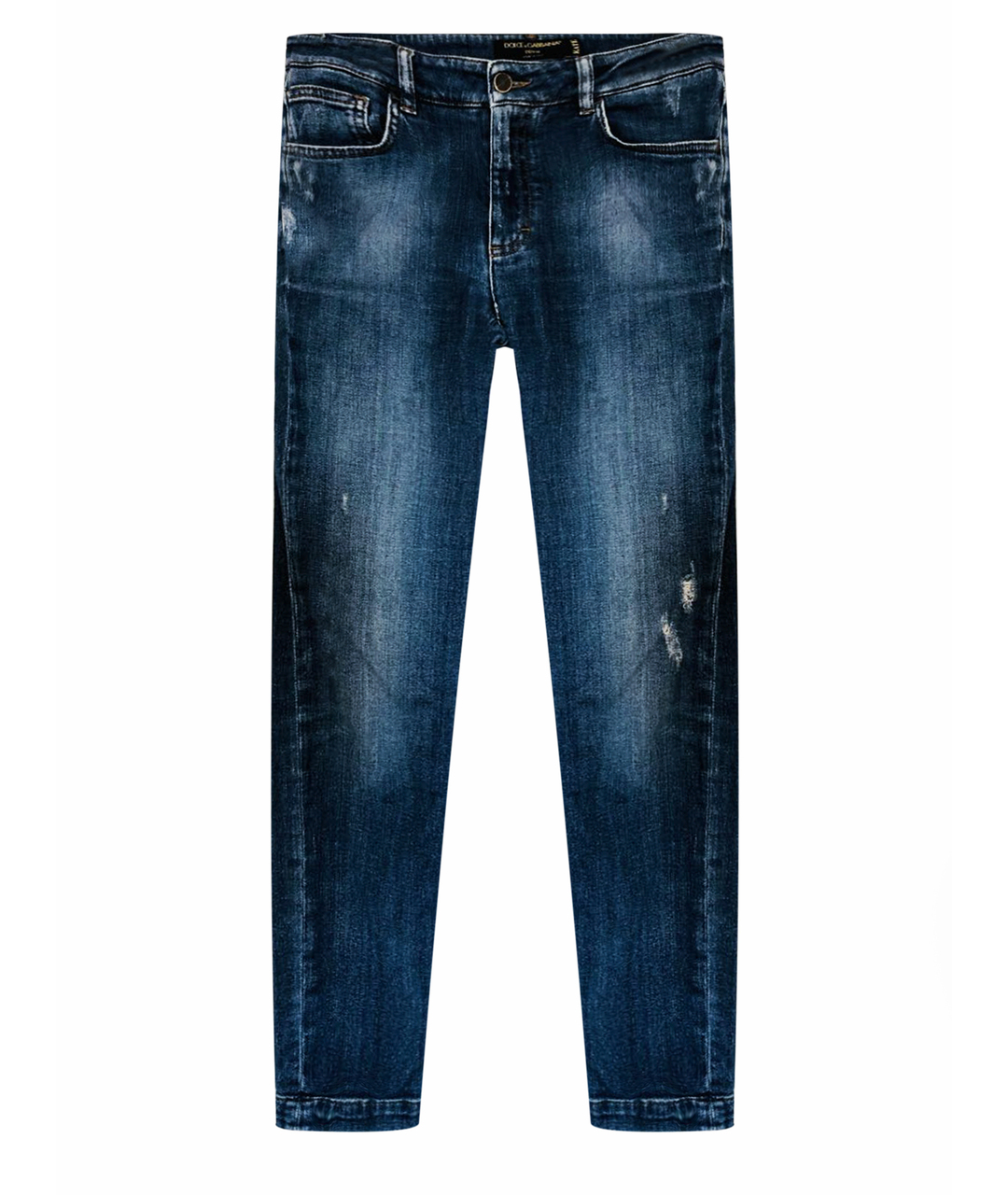 DOLCE&GABBANA Синие хлопко-эластановые джинсы слим, фото 1