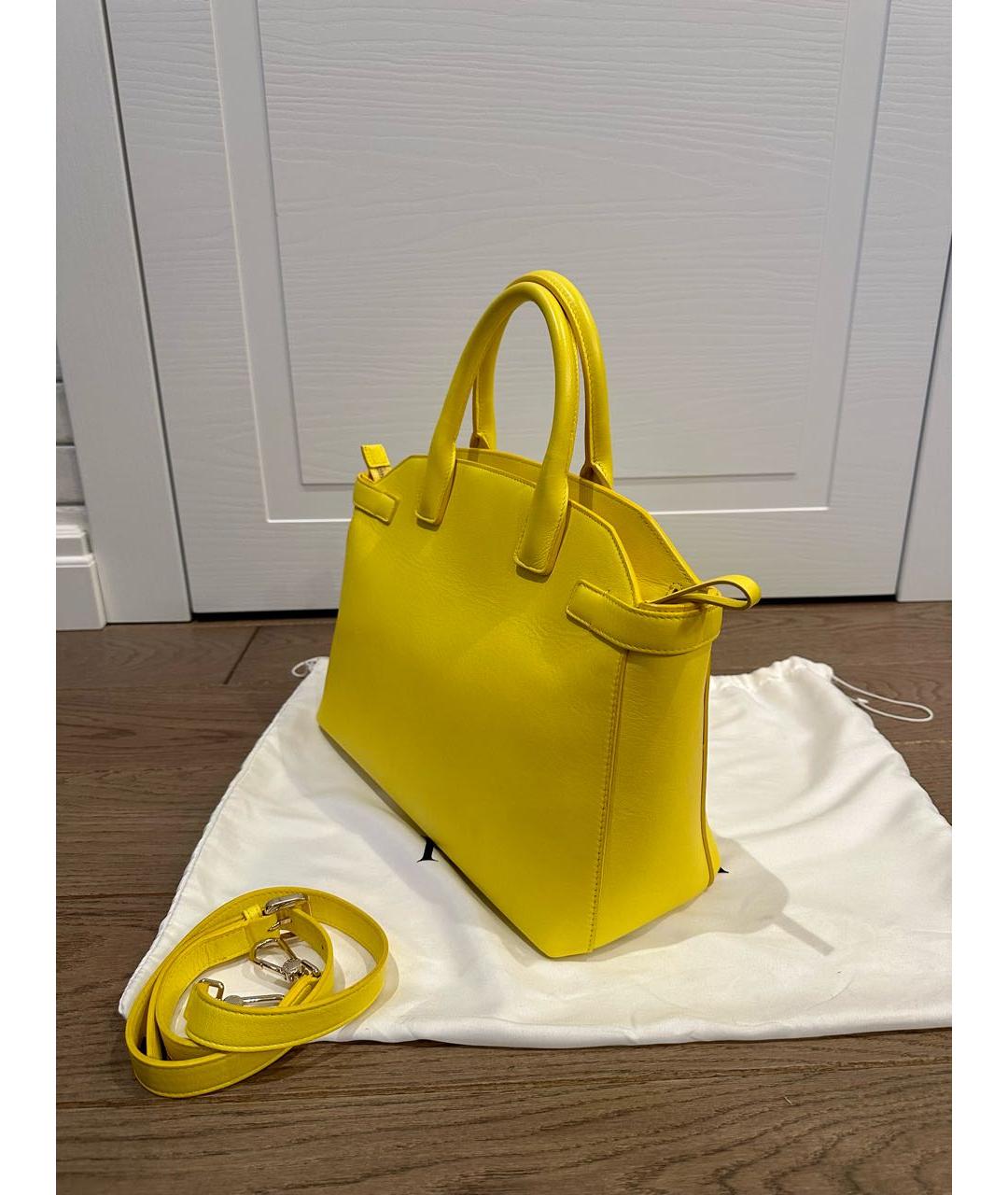 FURLA Желтая кожаная сумка тоут, фото 6
