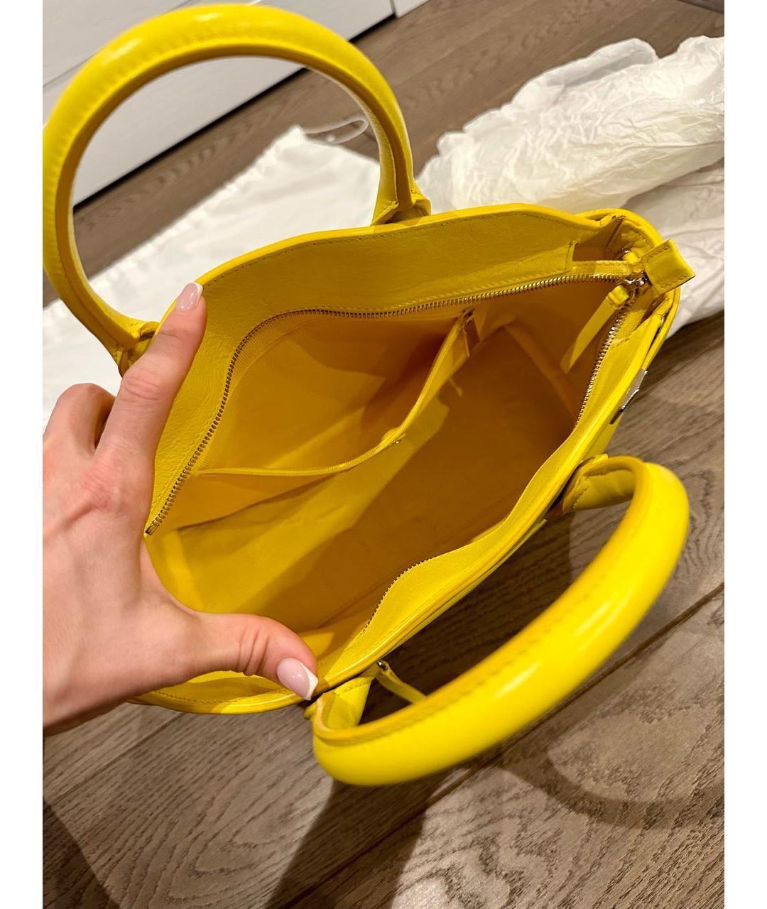 FURLA Желтая кожаная сумка тоут, фото 4