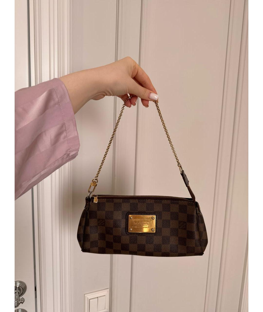 LOUIS VUITTON Коричневая кожаная сумка через плечо, фото 5