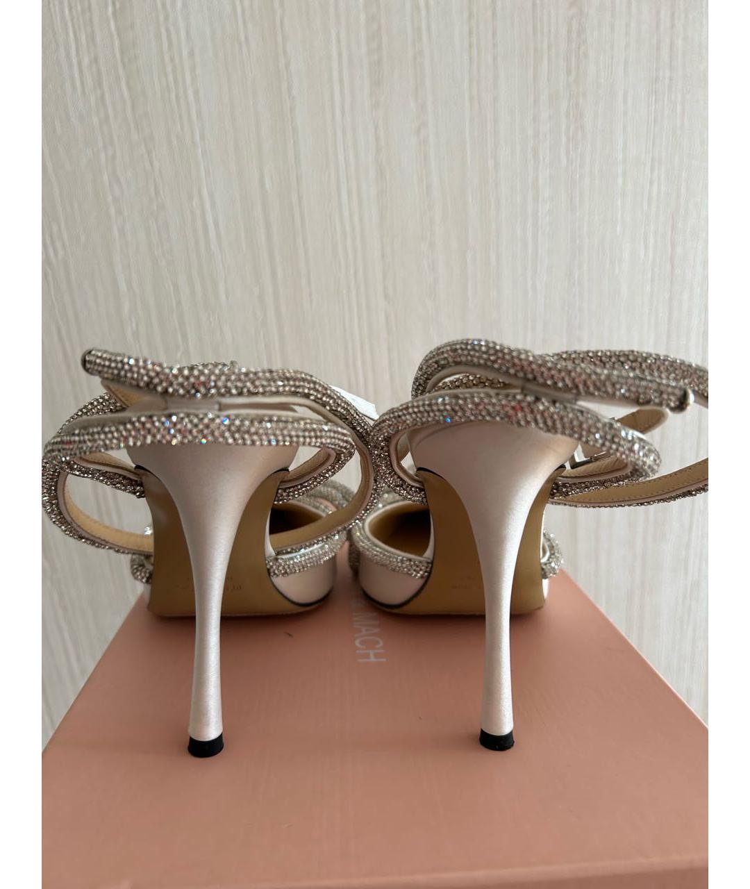 MACH&MACH Бежевые текстильные свадебные туфли на среднем каблуке, фото 4