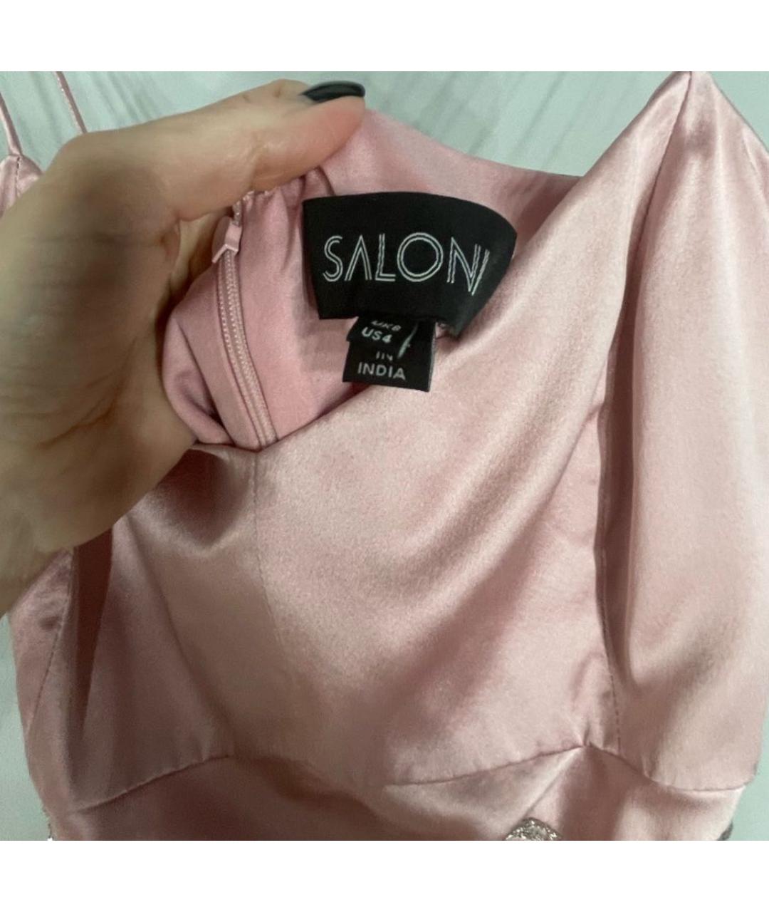 SALONI Розовое шелковое коктейльное платье, фото 2
