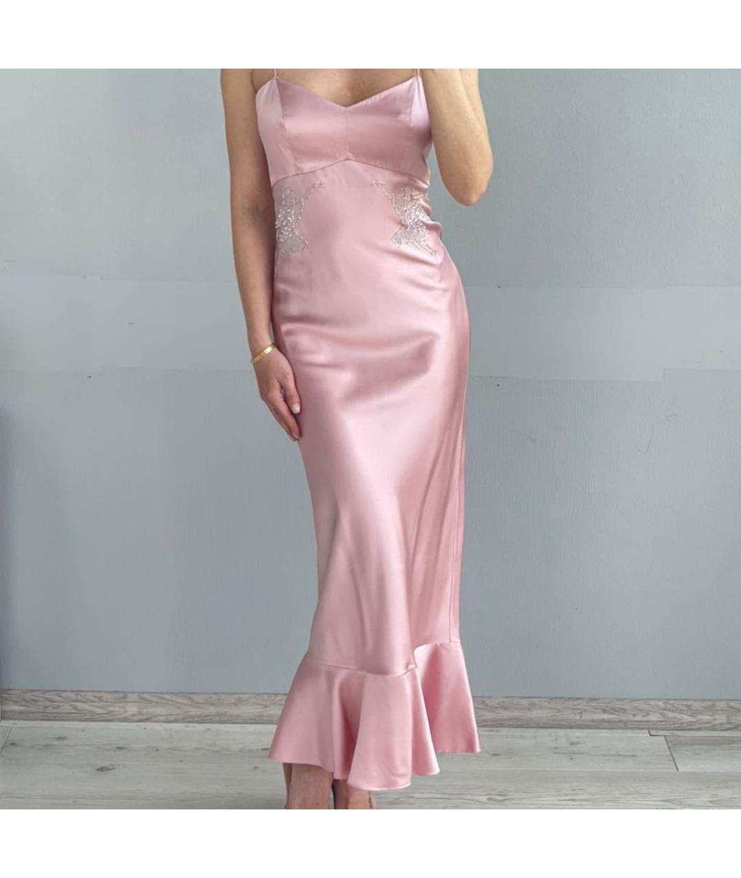 SALONI Розовое шелковое коктейльное платье, фото 4