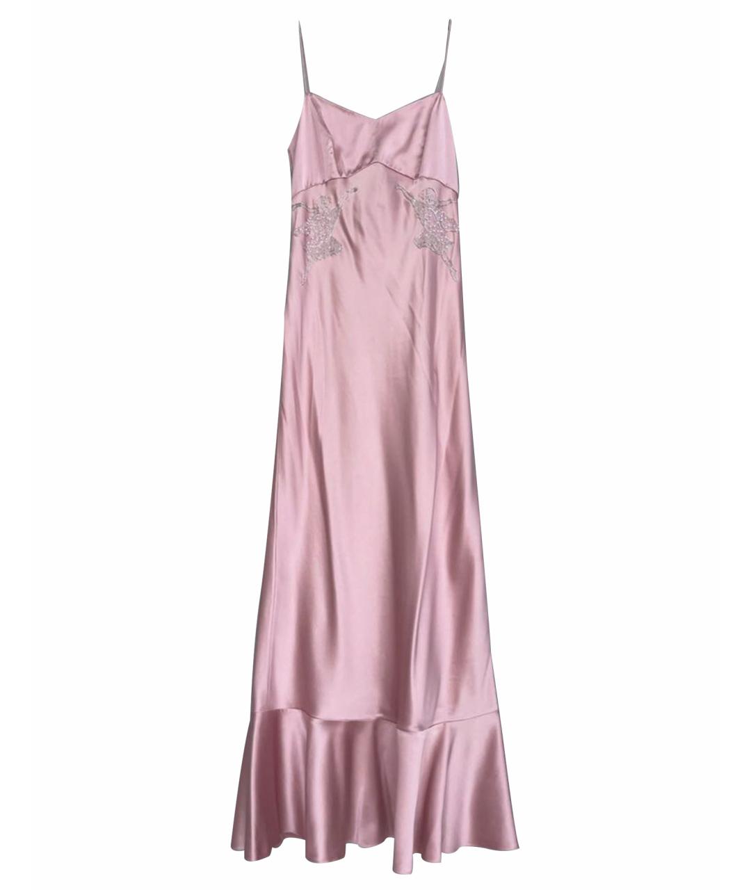 SALONI Розовое шелковое коктейльное платье, фото 1