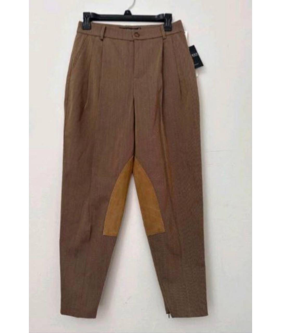 RALPH LAUREN Коричневые полиэстеровые брюки широкие, фото 6