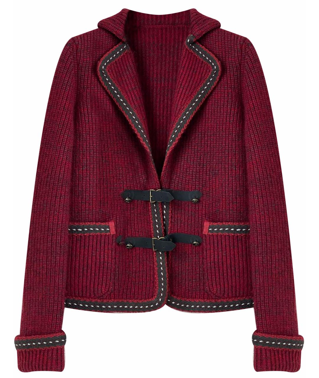 CHANEL PRE-OWNED Бордовый кашемировый жакет/пиджак, фото 1