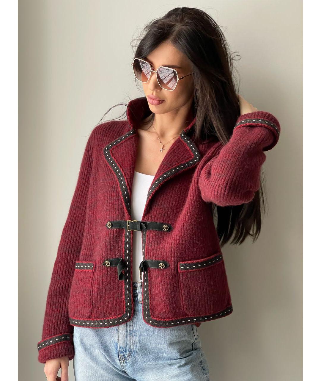 CHANEL PRE-OWNED Бордовый кашемировый жакет/пиджак, фото 2
