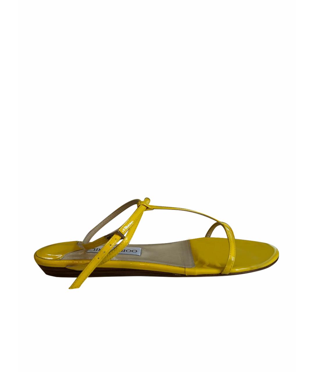 JIMMY CHOO Желтые кожаные сандалии, фото 1