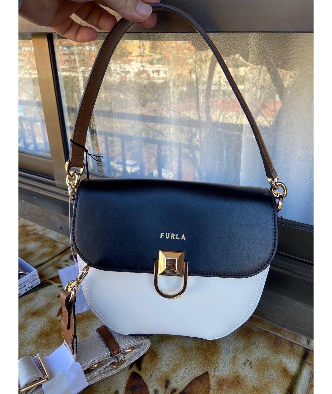 FURLA Бежевая кожаная сумка через плечо, фото 5