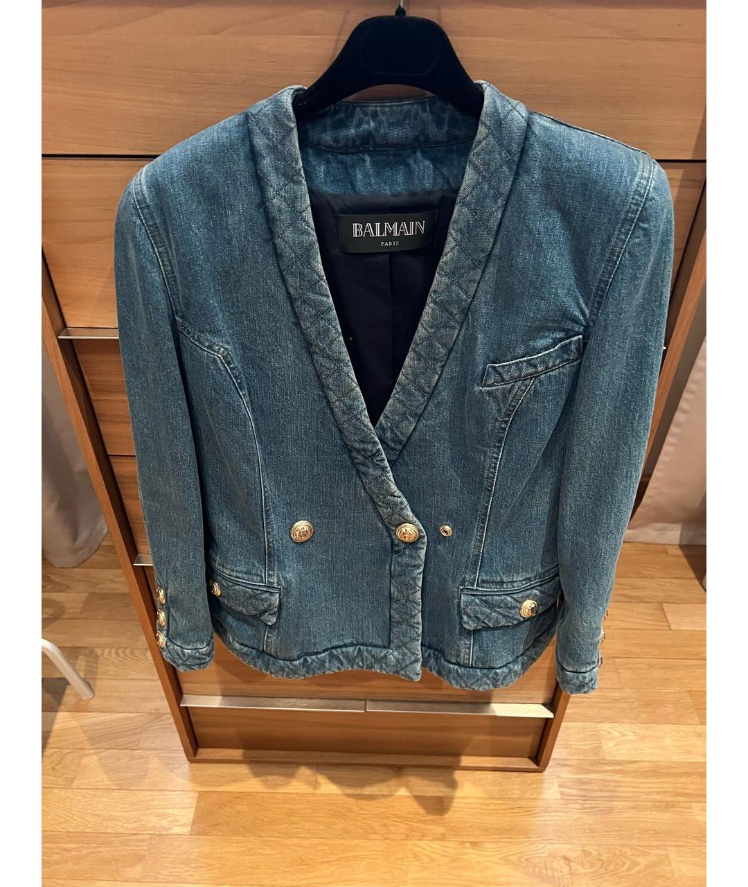 BALMAIN Синий деним жакет/пиджак, фото 6