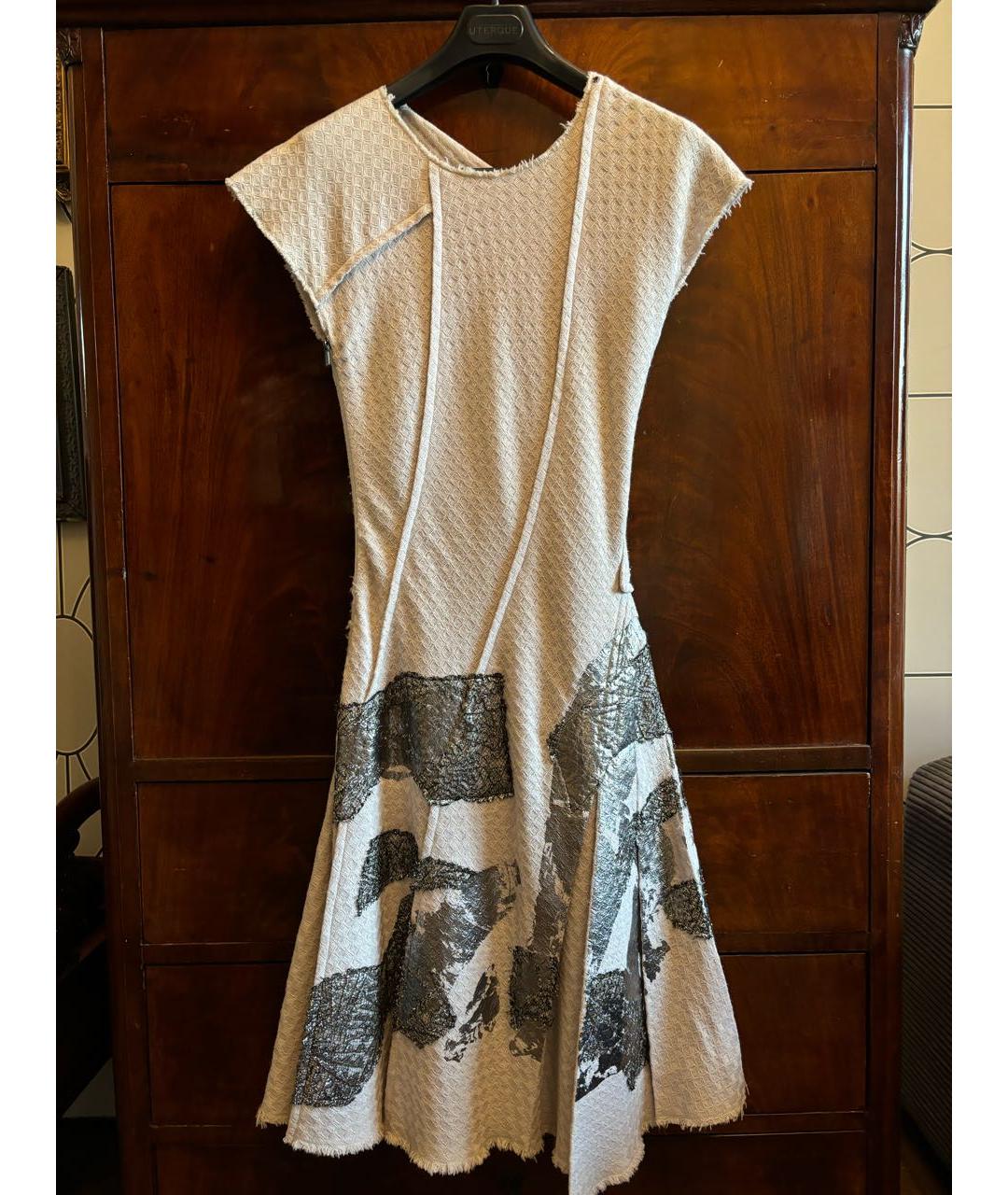 BOTTEGA VENETA Бежевое шерстяное коктейльное платье, фото 9