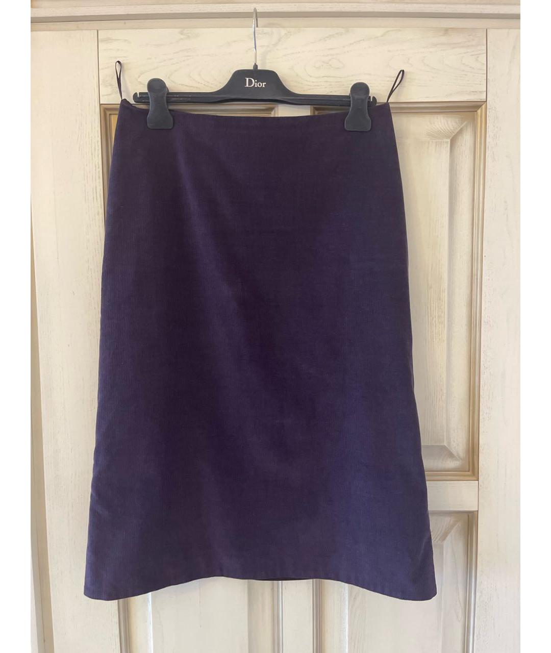 JIL SANDER Фиолетовая хлопковая юбка миди, фото 8