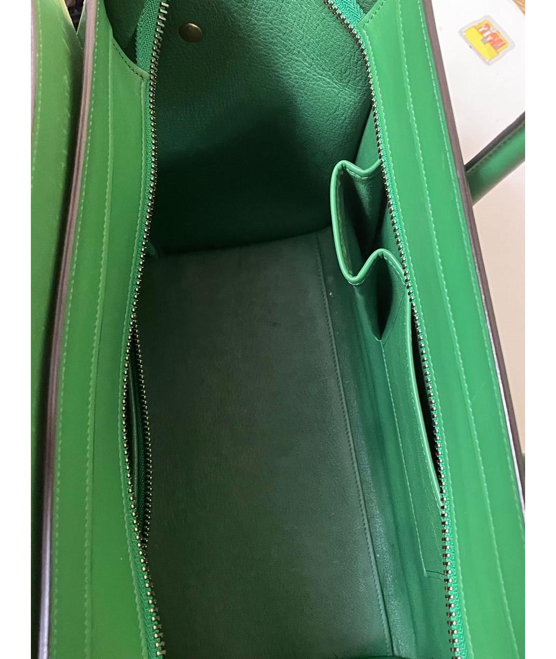 CELINE PRE-OWNED Зеленая кожаная сумка тоут, фото 6