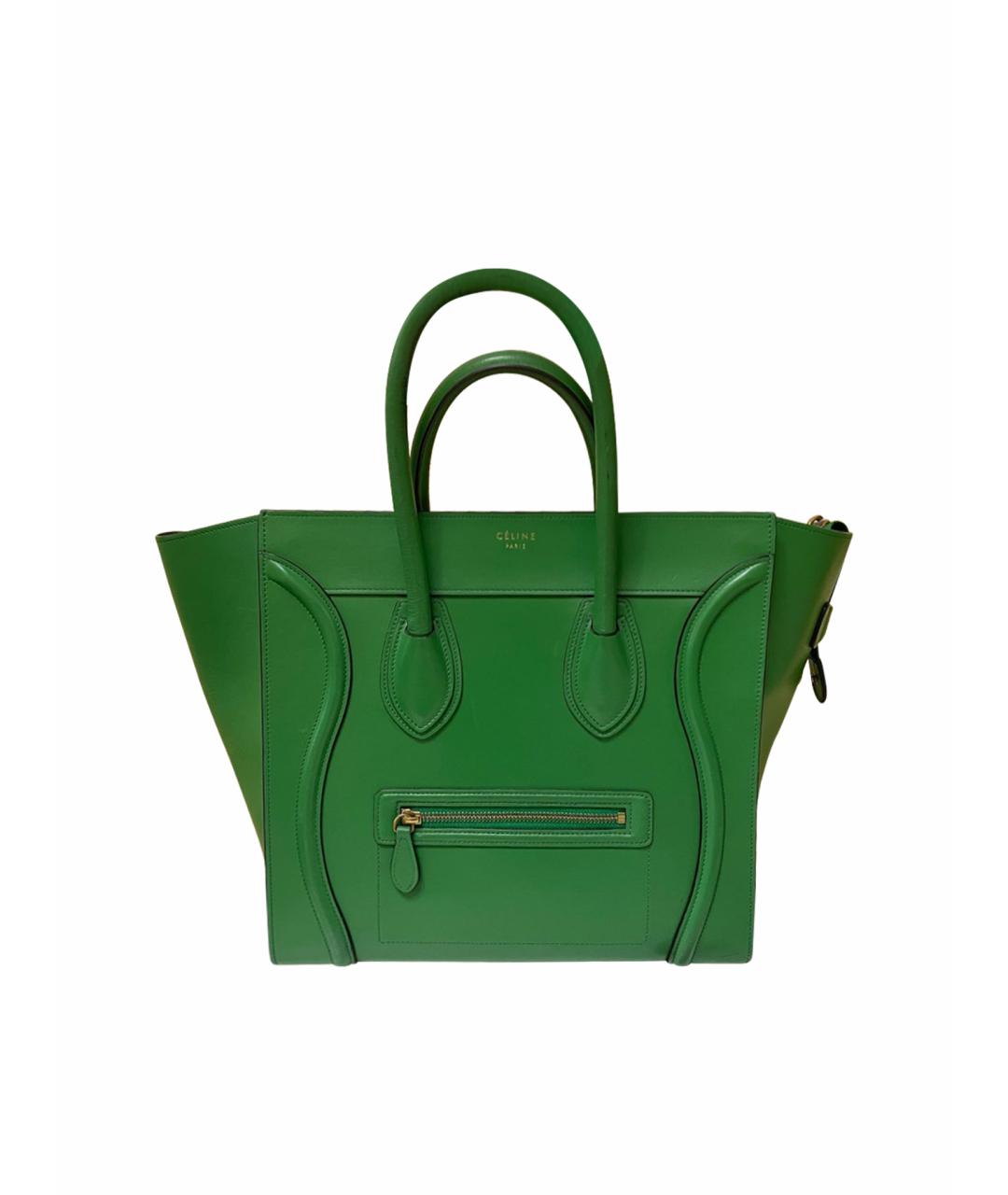 CELINE PRE-OWNED Зеленая кожаная сумка тоут, фото 1