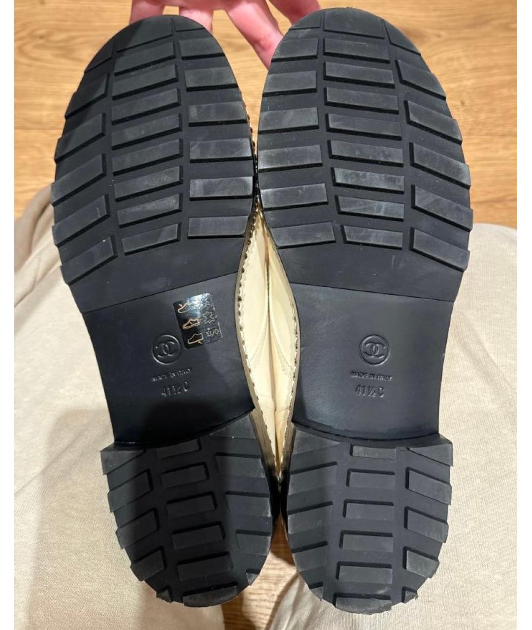 CHANEL PRE-OWNED Бежевые кожаные ботинки, фото 5