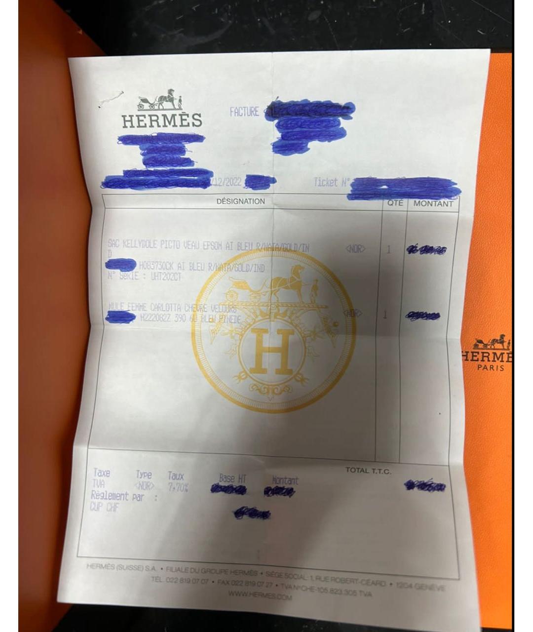 HERMES Синяя кожаная сумка тоут, фото 6