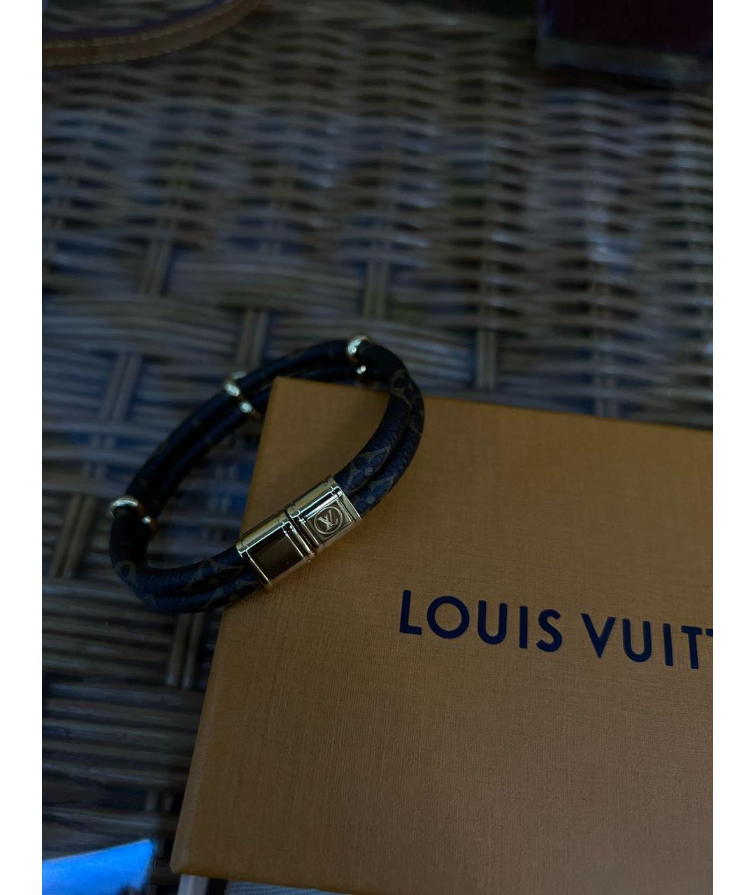 LOUIS VUITTON PRE-OWNED Коричневый кожаный браслет, фото 3