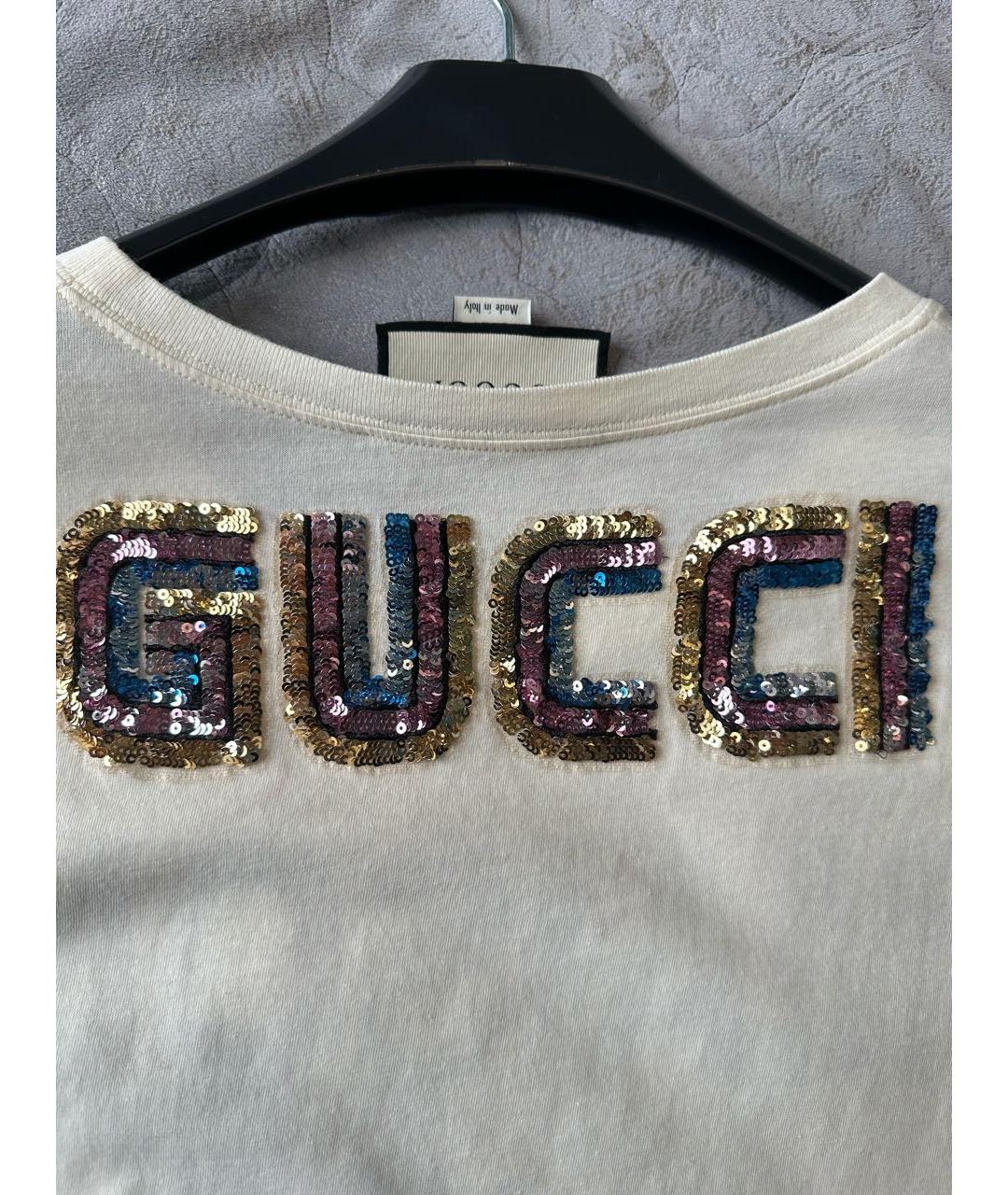 GUCCI Бежевая хлопковая футболка, фото 3