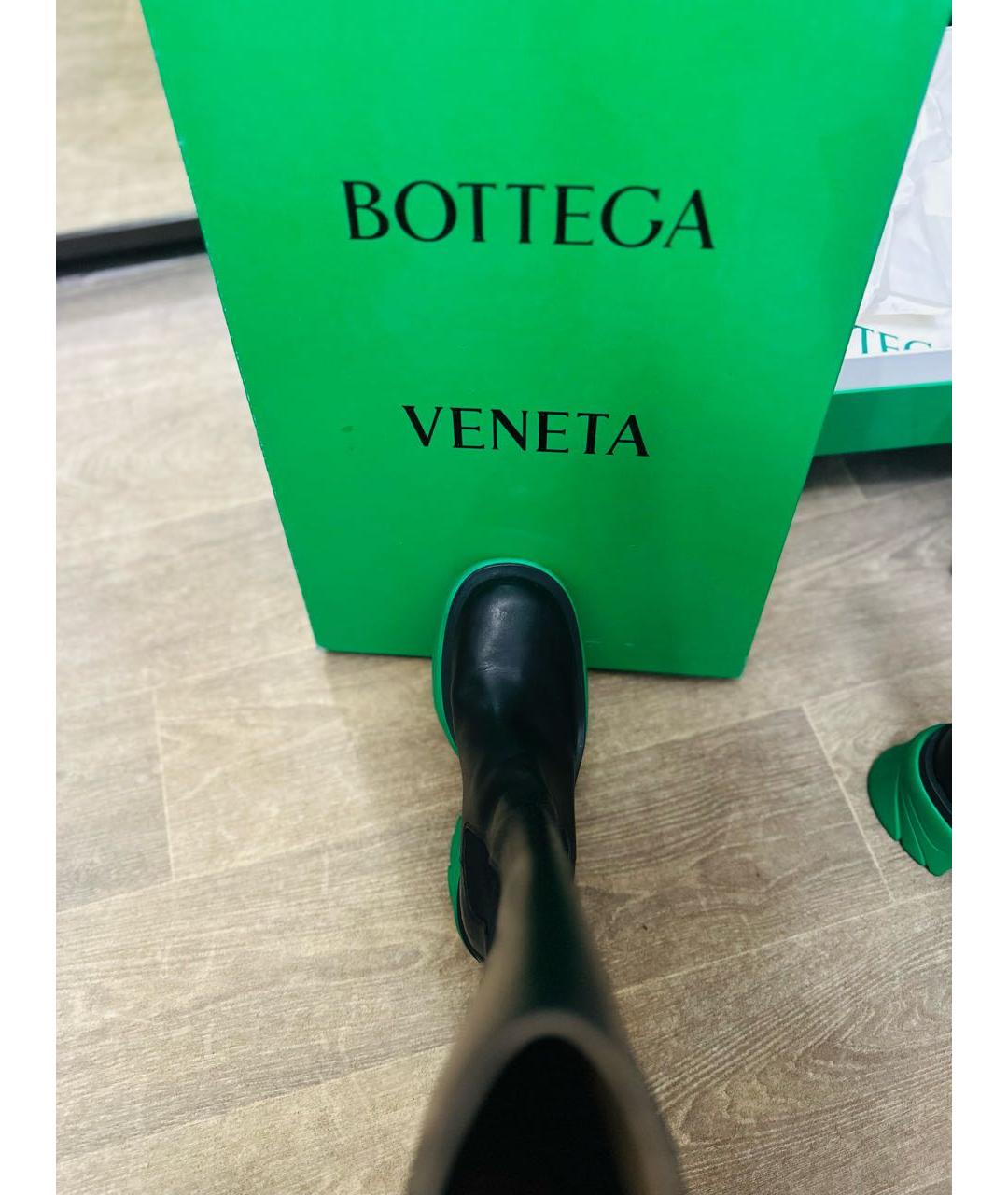 BOTTEGA VENETA Черные кожаные сапоги, фото 5