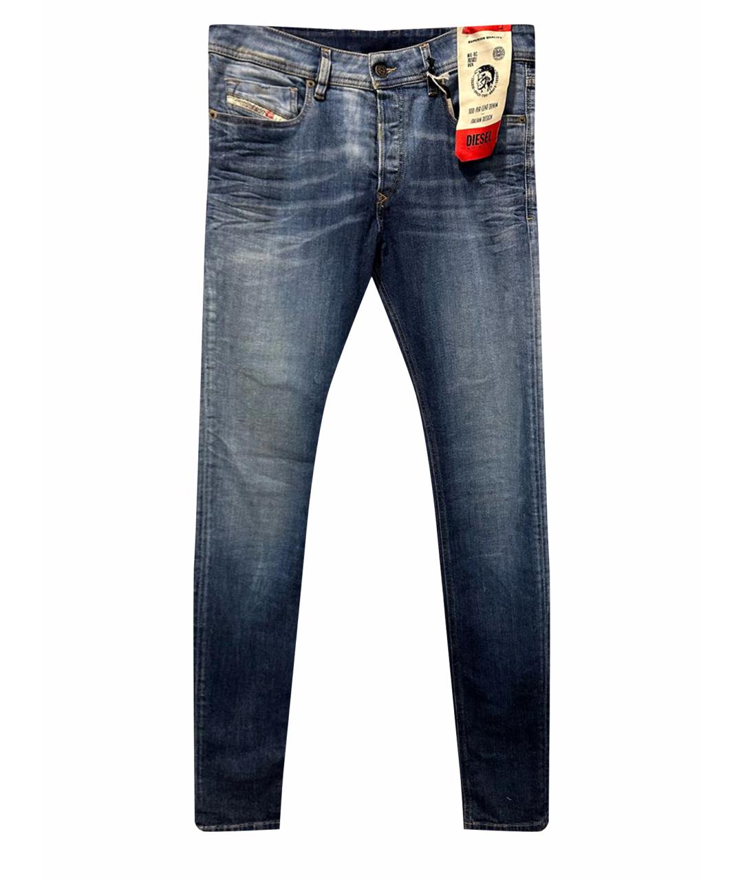 DIESEL Голубые хлопко-эластановые джинсы скинни, фото 1