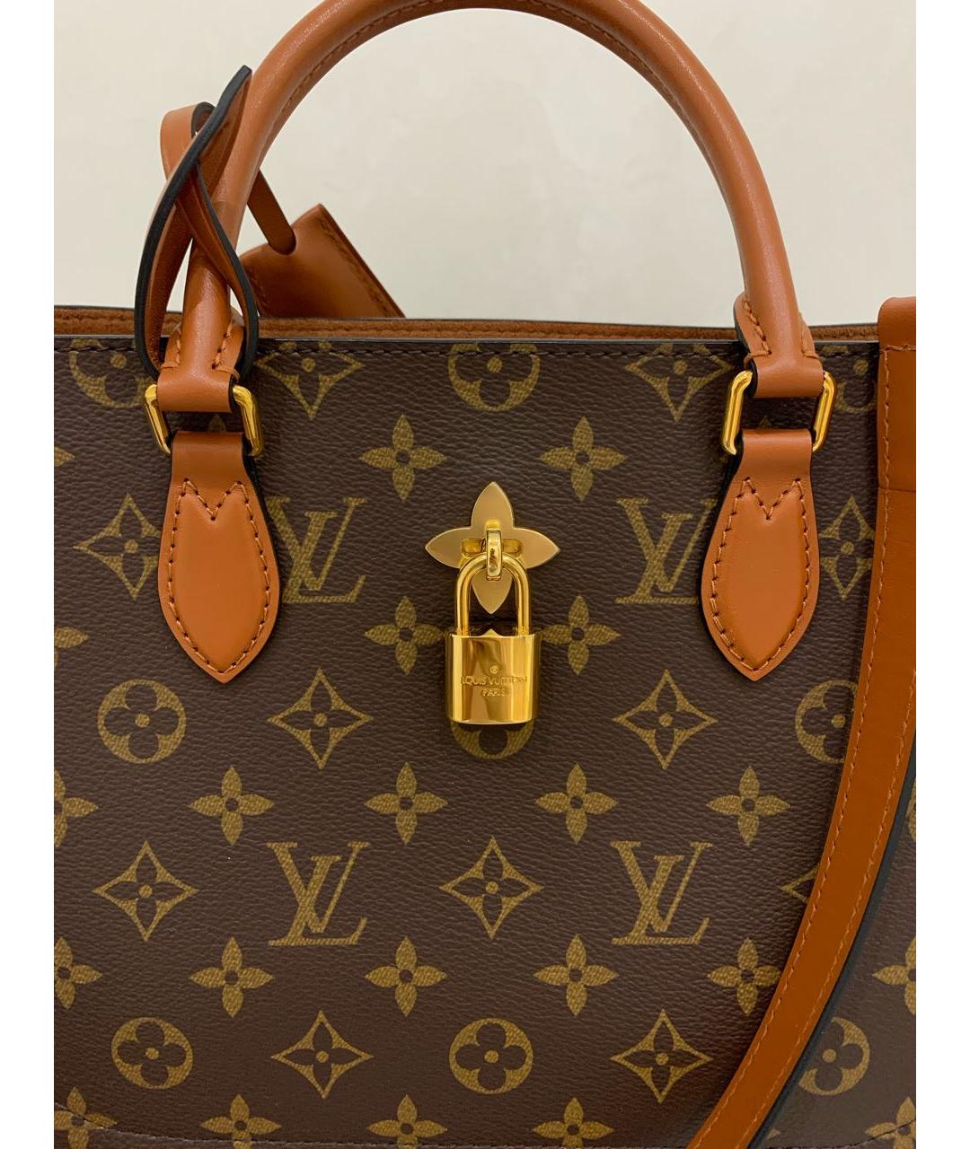 LOUIS VUITTON Коричневая кожаная сумка с короткими ручками, фото 8