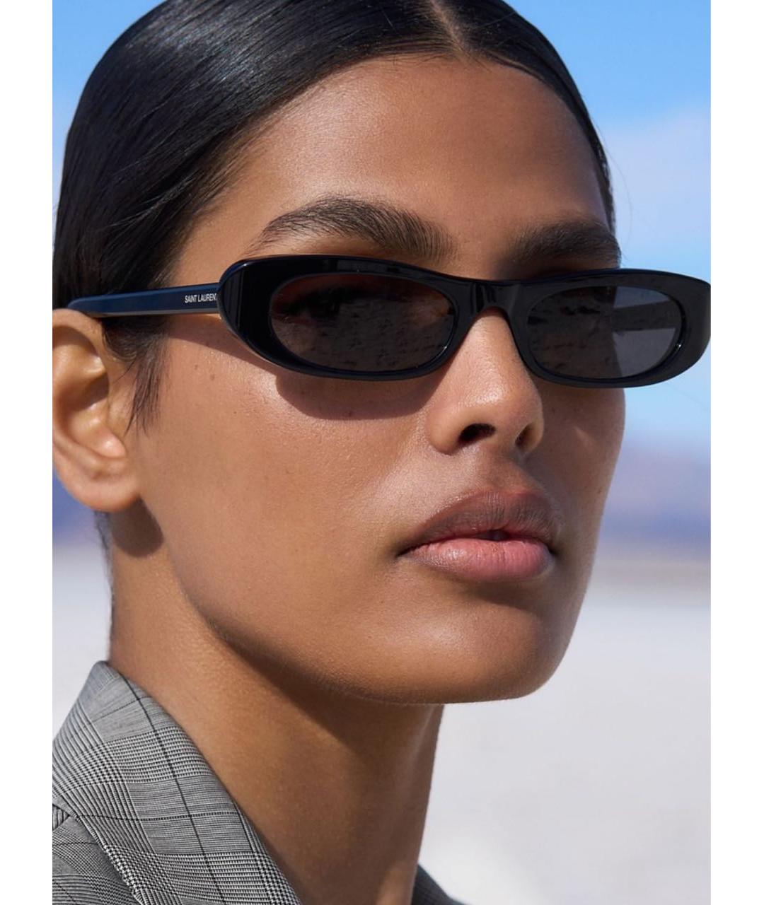 SAINT LAURENT Черные пластиковые солнцезащитные очки, фото 5