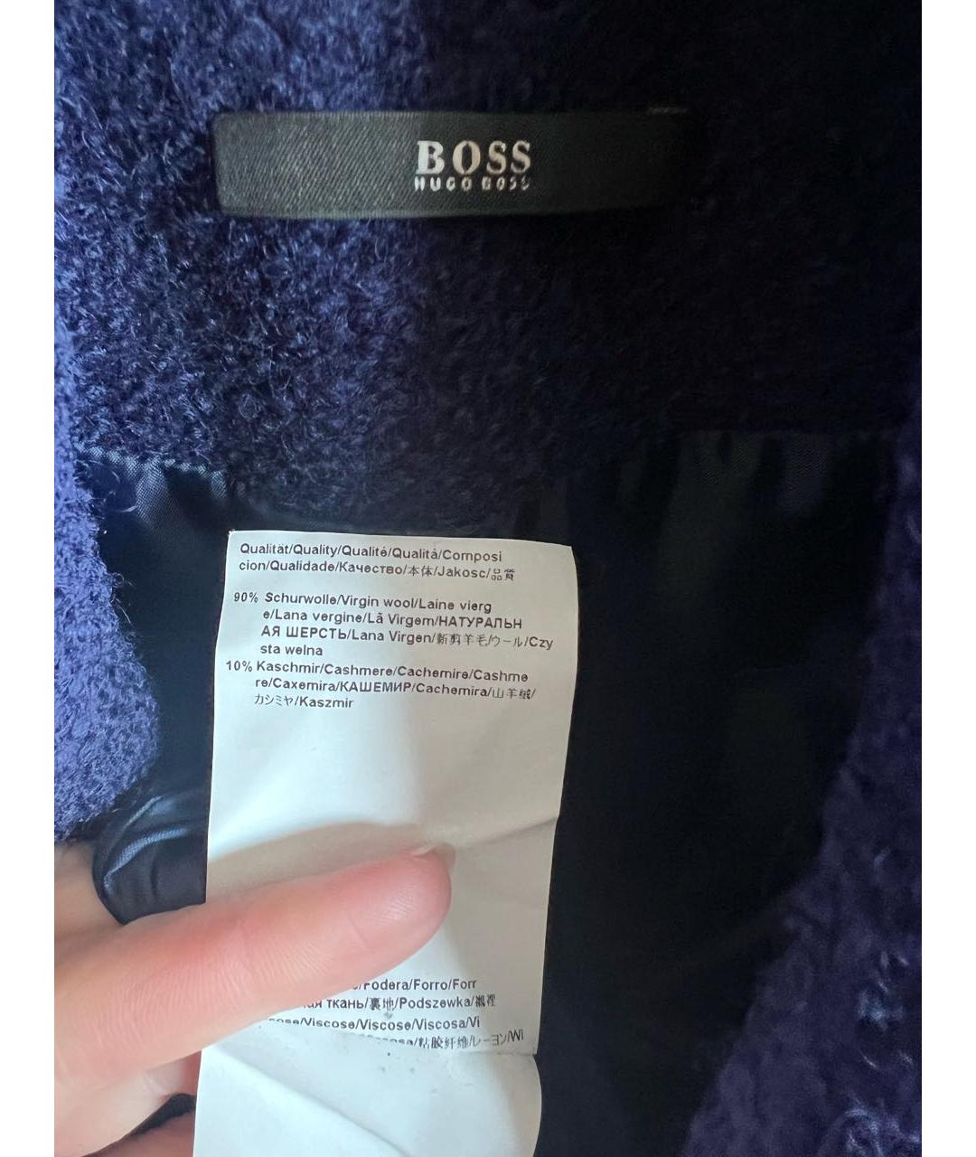 HUGO BOSS Темно-синее шерстяное пальто, фото 4