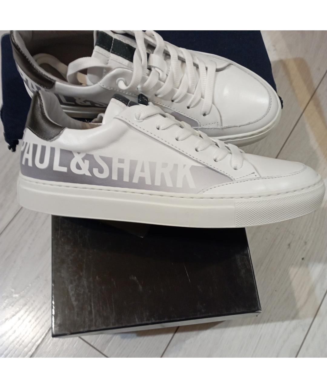 PAUL & SHARK Белые кожаные низкие кроссовки / кеды, фото 5